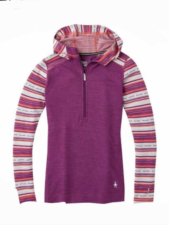 Smartwool Tops - Smartwool Merino 250 1/2-Zip Hooded Top Women's Medium Berry Stripe